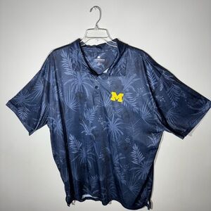 Michigan Wolverines Polo 5X Navy Floral Embroidered Logo Mens Palms Colosseum